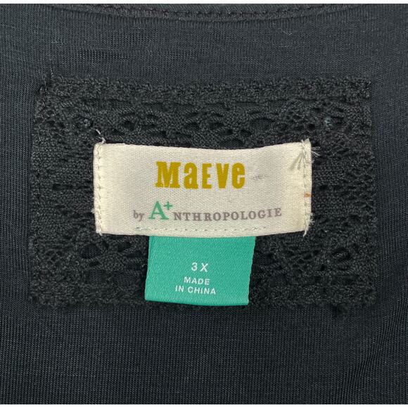 Maeve Anthropologie Gillian Tiered Maxi Dress Black 3X Casual Boho Romantic - Picture 12 of 15